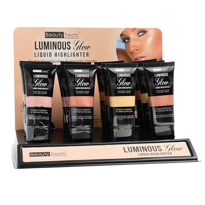 BEAUTY TREATS Luminous Glow Liquid Highlighter Display Set, 12 Pieces