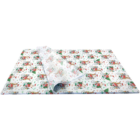 Santa Bicycle Christmas Gift Tissue Paper by Present Paper