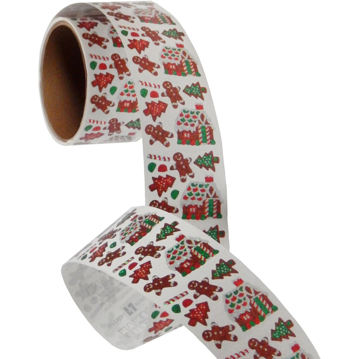 Bulk Roll Prismatic Stickers, Mini Gingerbread House / Cookies (100 Repeats) by Present Paper