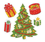 Bulk Roll Prismatic Stickers, Mini Christmas Trees / Presents (100 Repeats) by Present Paper