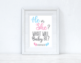 He Or She? What Will Baby Be? Custom #Last Name Baby Announcement Unisex Simple Room Wall Decor Print by WinsterCreations™ Official Store