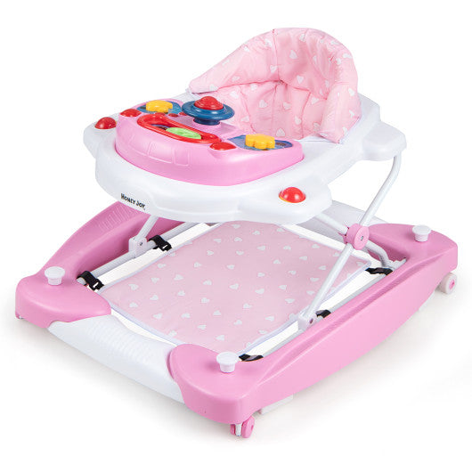 6 in 1 Foldable Baby Walker with Adjustable Height-Pink