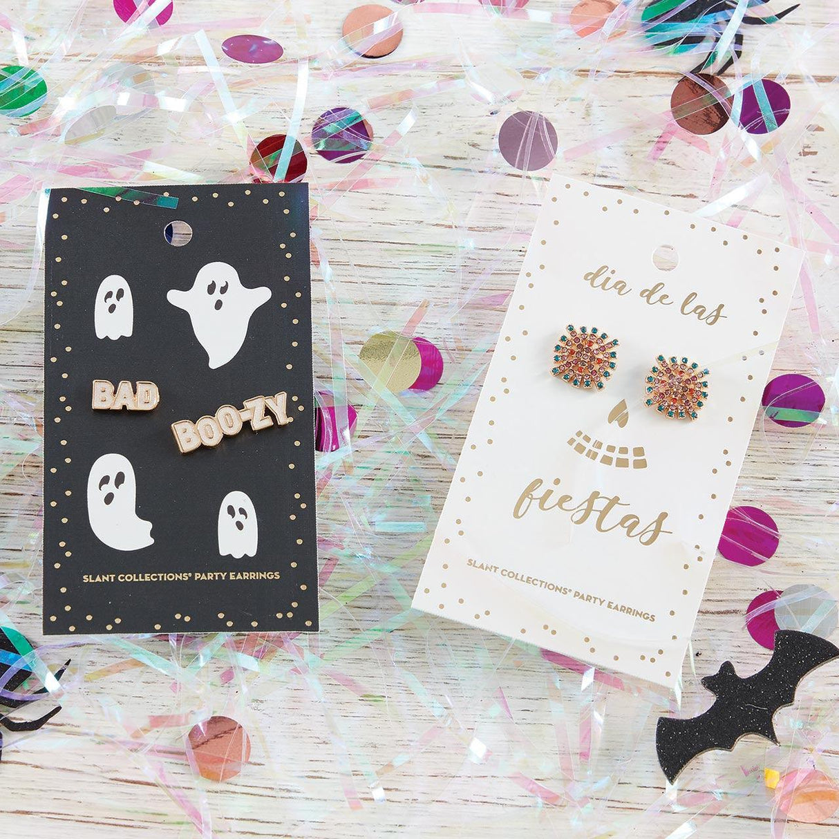 Bad and Boozy Party Earrings | Mismatched Earrings on Halloween Themed Card by The Bullish Store - Vysn