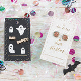 Bad and Boozy Party Earrings | Mismatched Earrings on Halloween Themed Card by The Bullish Store - Vysn