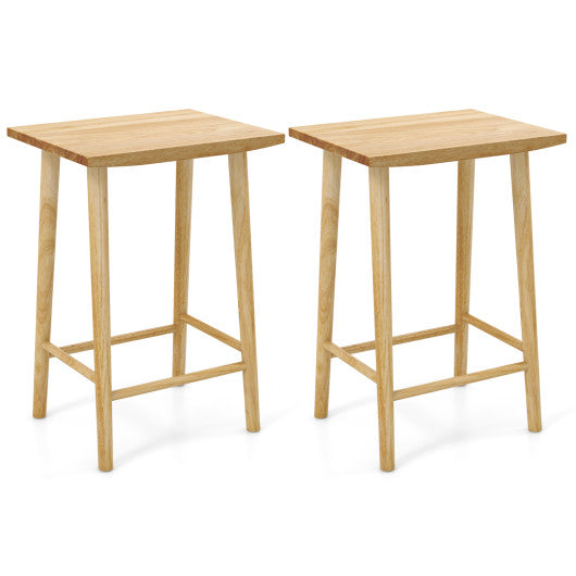 25.5 Inch Bar Stools Set of 2 with Footrest-Natural