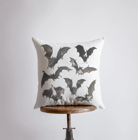 Bats on White Pillow Cover | Fall Décor | Farmhouse Pillows | Country Décor | Fall Throw Pillows | Cute Throw Pillows | Bat Art by UniikPillows - Vysn