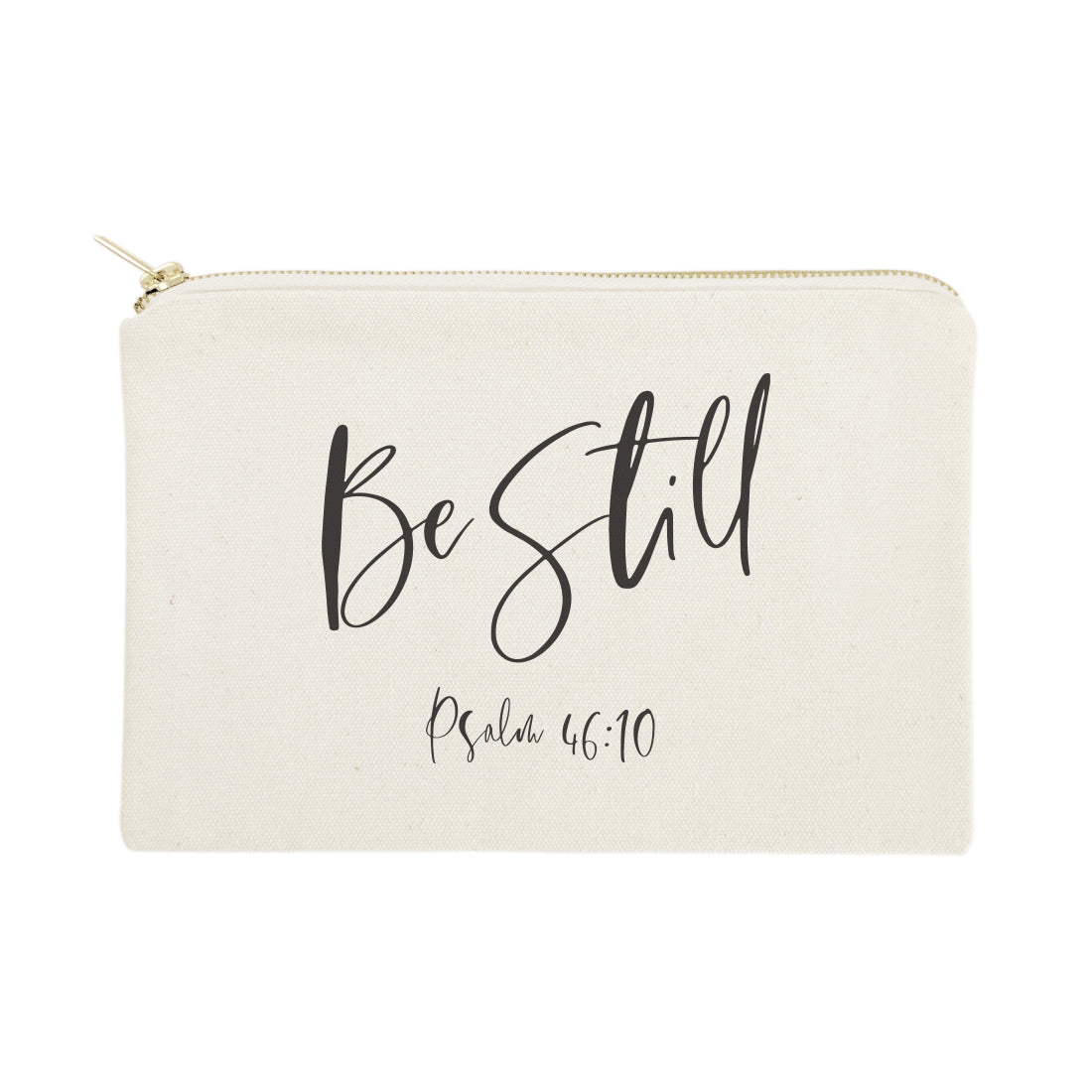 Be Still, Psalm 46:10 Cotton Canvas Cosmetic Bag by The Cotton & Canvas Co.