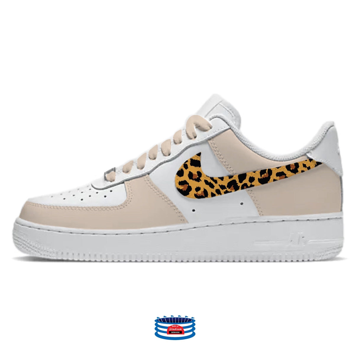 "Beige Cheetah" Nike Air Force 1 Low Shoes by Stadium Custom Kicks