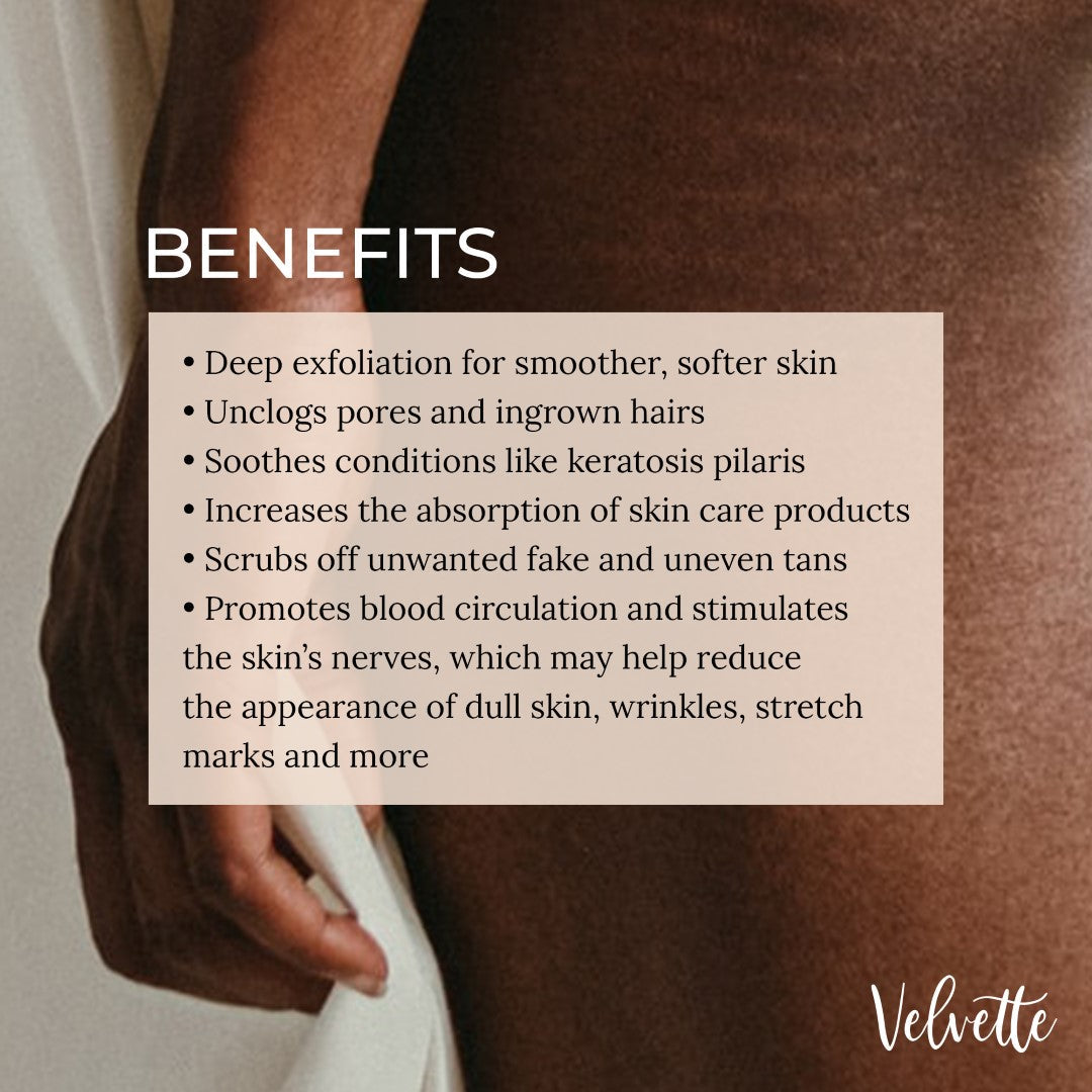 Exfoliating Mitt + Essential Body Oil Bundle by Velvette