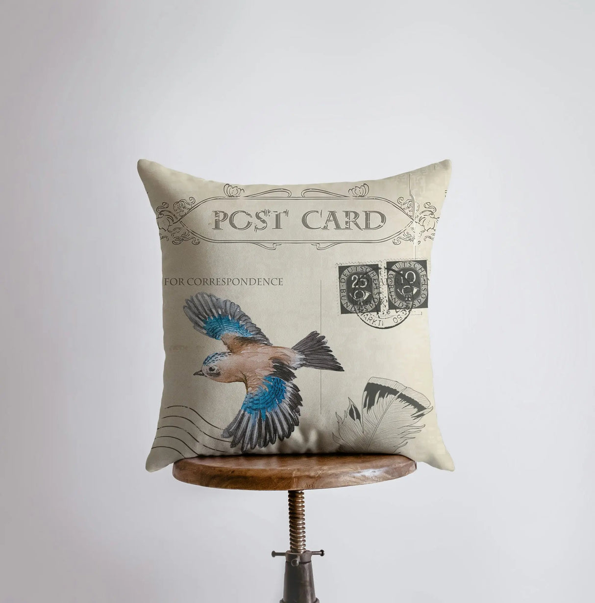 Bird | Postcard  | Pillow Cover | Our Nest | Pillow | Farmhouse Decor | Home Decor | Throw Pillow | Modern Farmhouse | Blue Bird | Gift by UniikPillows