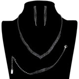 3PCS 3Rows Crystal Rhinestone Necklace Jewelry Set by Madeline Love