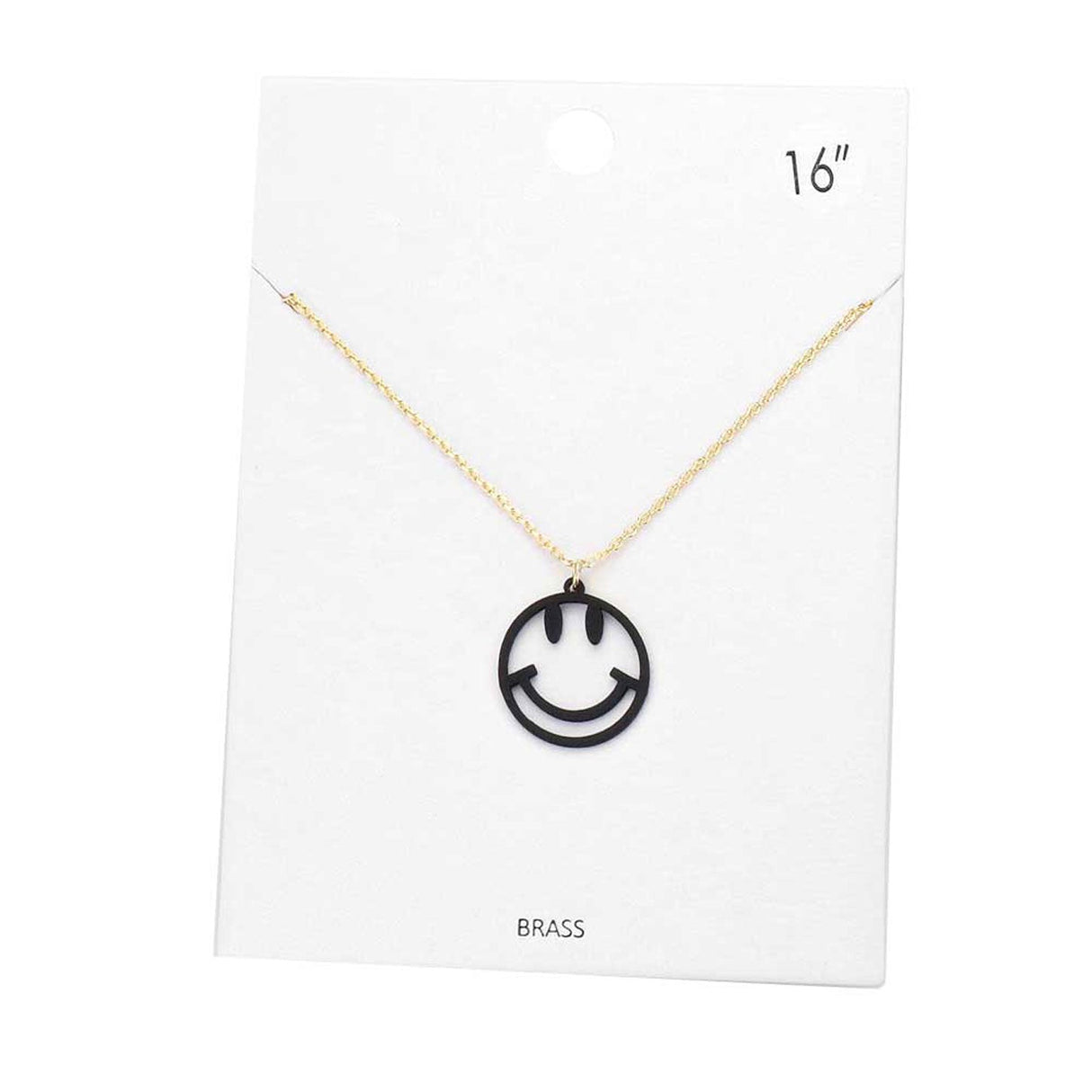 Fashionable Brass Metal Smile Pendant Necklace by Madeline Love