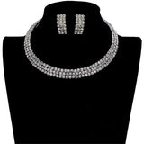 3 Rows Rhinestone Open Choker Necklace by Madeline Love