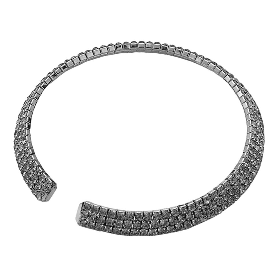 3 Rows Rhinestone Open Choker Necklace by Madeline Love