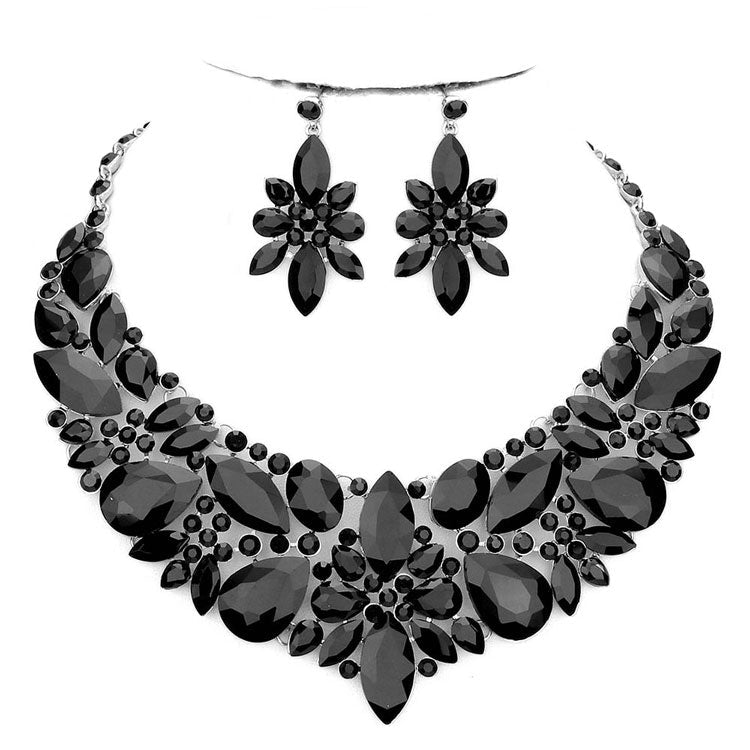 Elegant Multi Stone Evening Necklace Earrings Set by Madeline Love