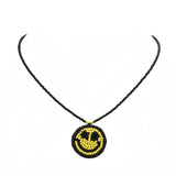 Felt Back Seed Beaded Smile Pendant Necklace by Madeline Love