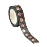 Black Geo Flowers Washi Tape with Rose Gold Accents | Gift Wrapping and Craft Tape by The Bullish Store