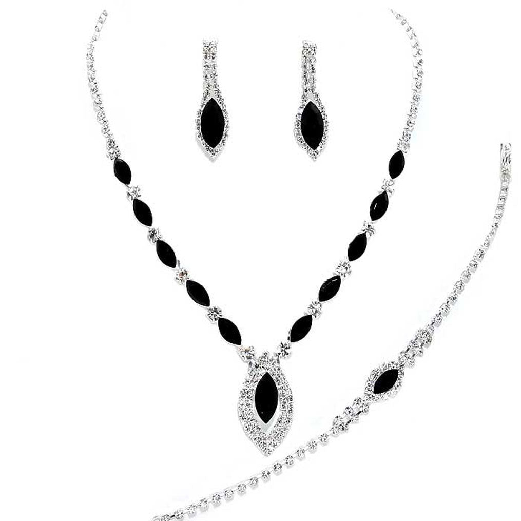 Marquise Rhinestone Necklace Jewelry Set by Madeline Love