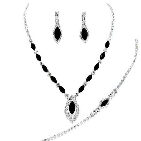 Marquise Rhinestone Necklace Jewelry Set by Madeline Love