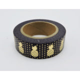 Black Pineapple Washi Tape with Metallic Gold | Gift Wrapping and Craft Tape by The Bullish Store