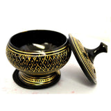 Black Carved Brass Burner with Lid by OMSutra