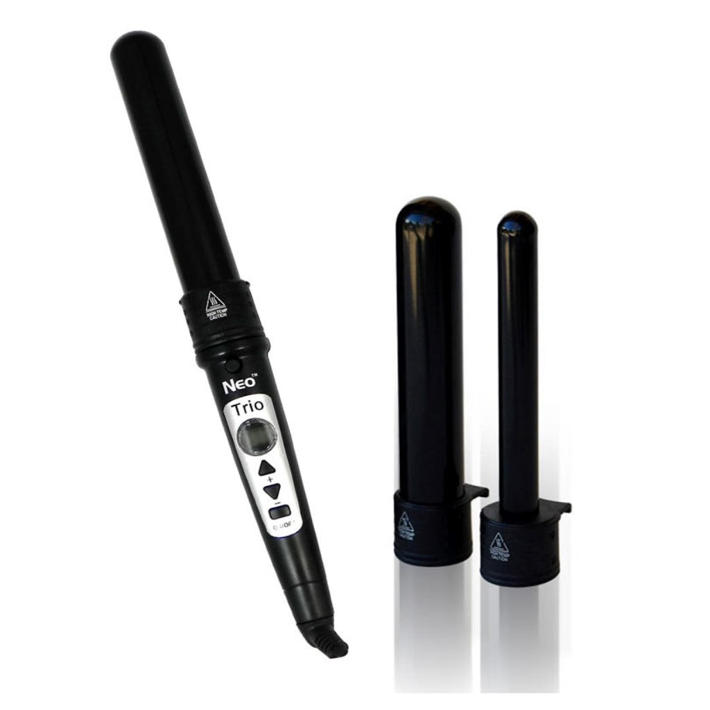 Trio 3-in-1 Digital Pro Interchangeable Ceramic Curling Wand Set - Black