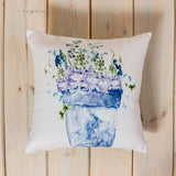 Blue Flower Pot | Pillow Cover | Throw Pillow | Pillow | Flower | Flower Bouquet | Flower Pots | Gift for her | Accent Pillow Covers by UniikPillows