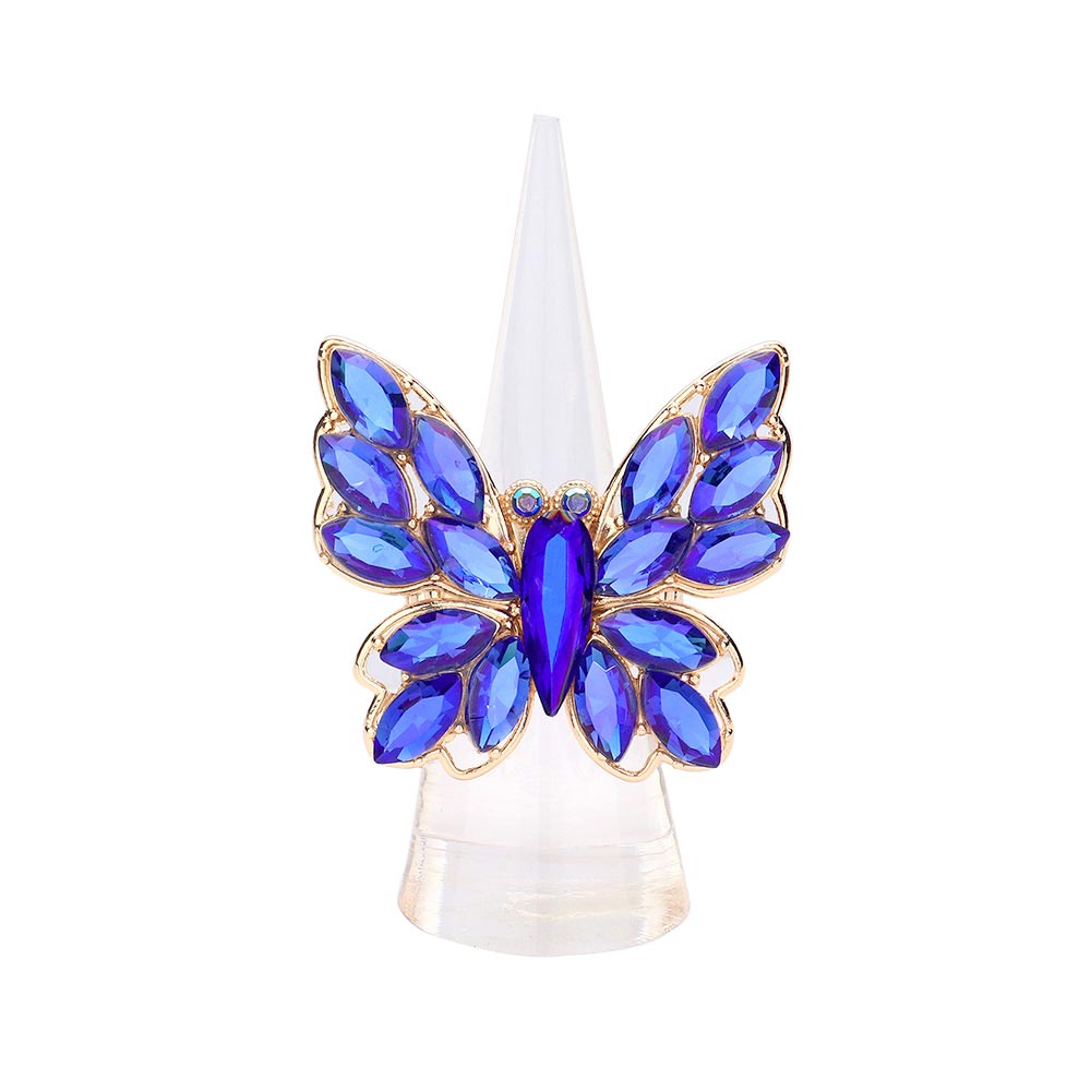 Marquise Stone Cluster Butterfly Stretch Ring by Madeline Love