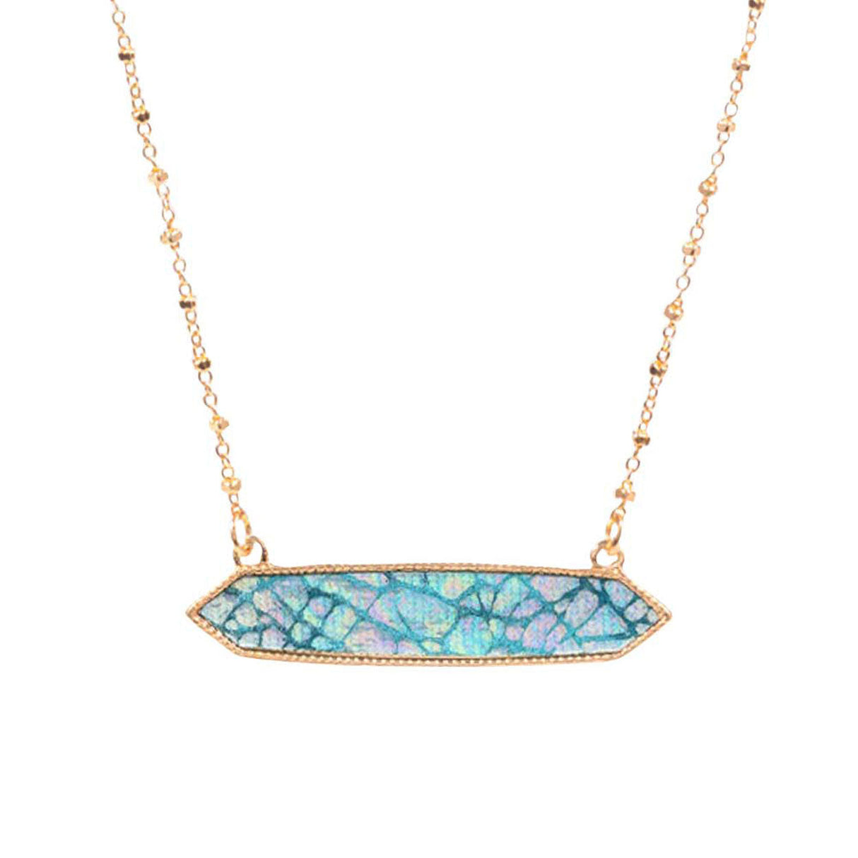 Trendy Patterned Hexagon Pendant Necklace by Madeline Love