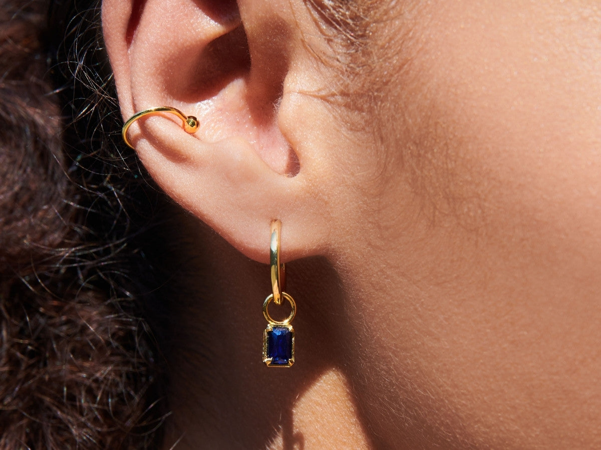 Sapphire Baguette Earrings Charm by Little Sky Stone