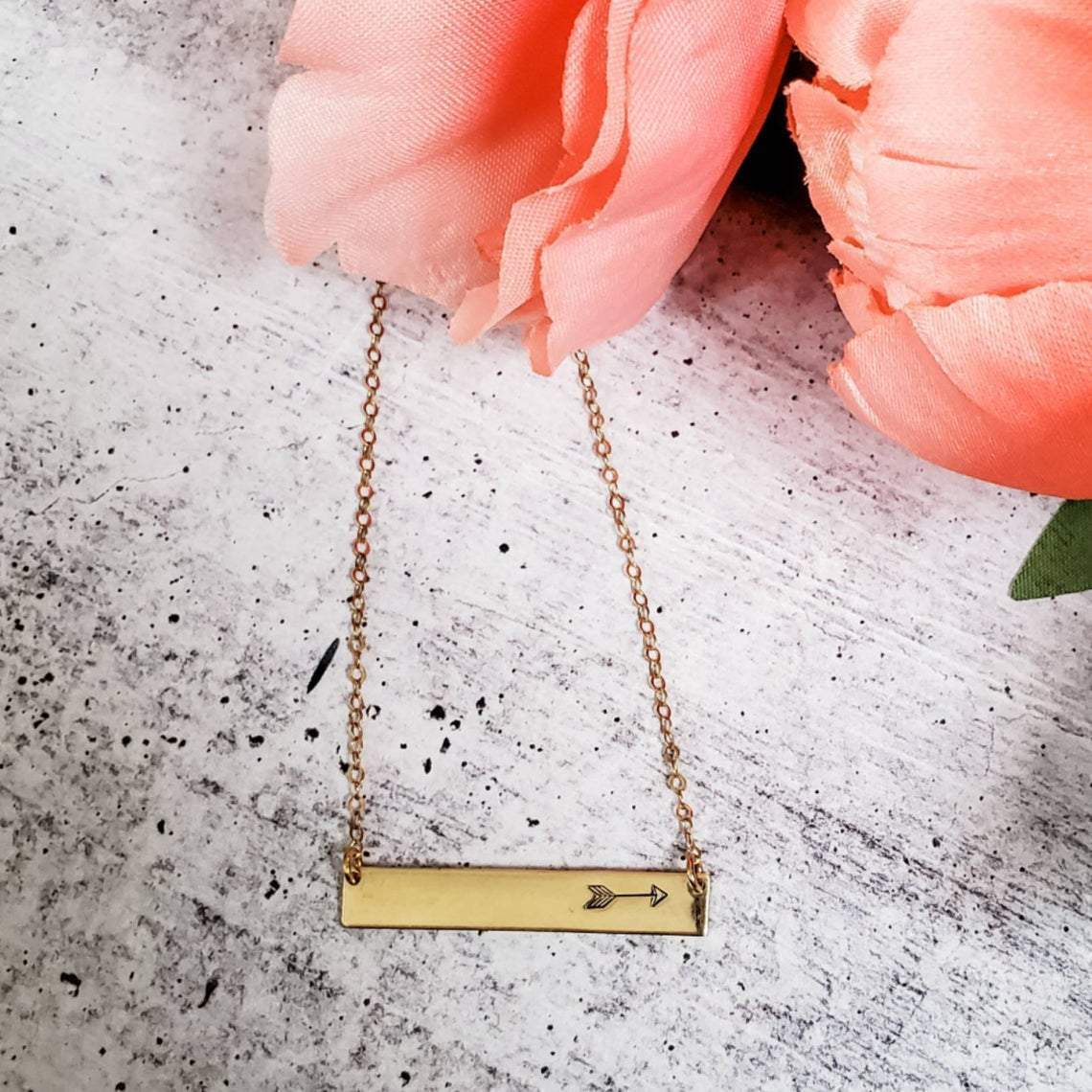 Bohemian Arrow Hand Stamped Bar Necklace by Salt and Sparkle