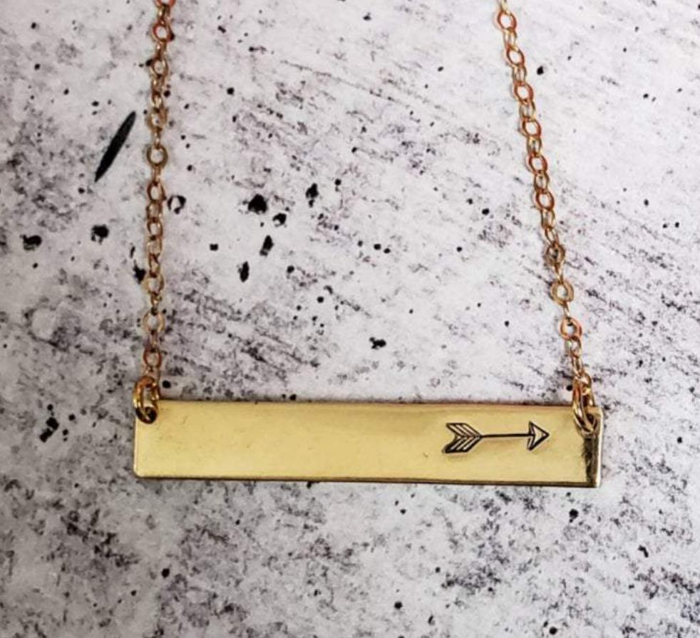 Bohemian Arrow Hand Stamped Bar Necklace by Salt and Sparkle