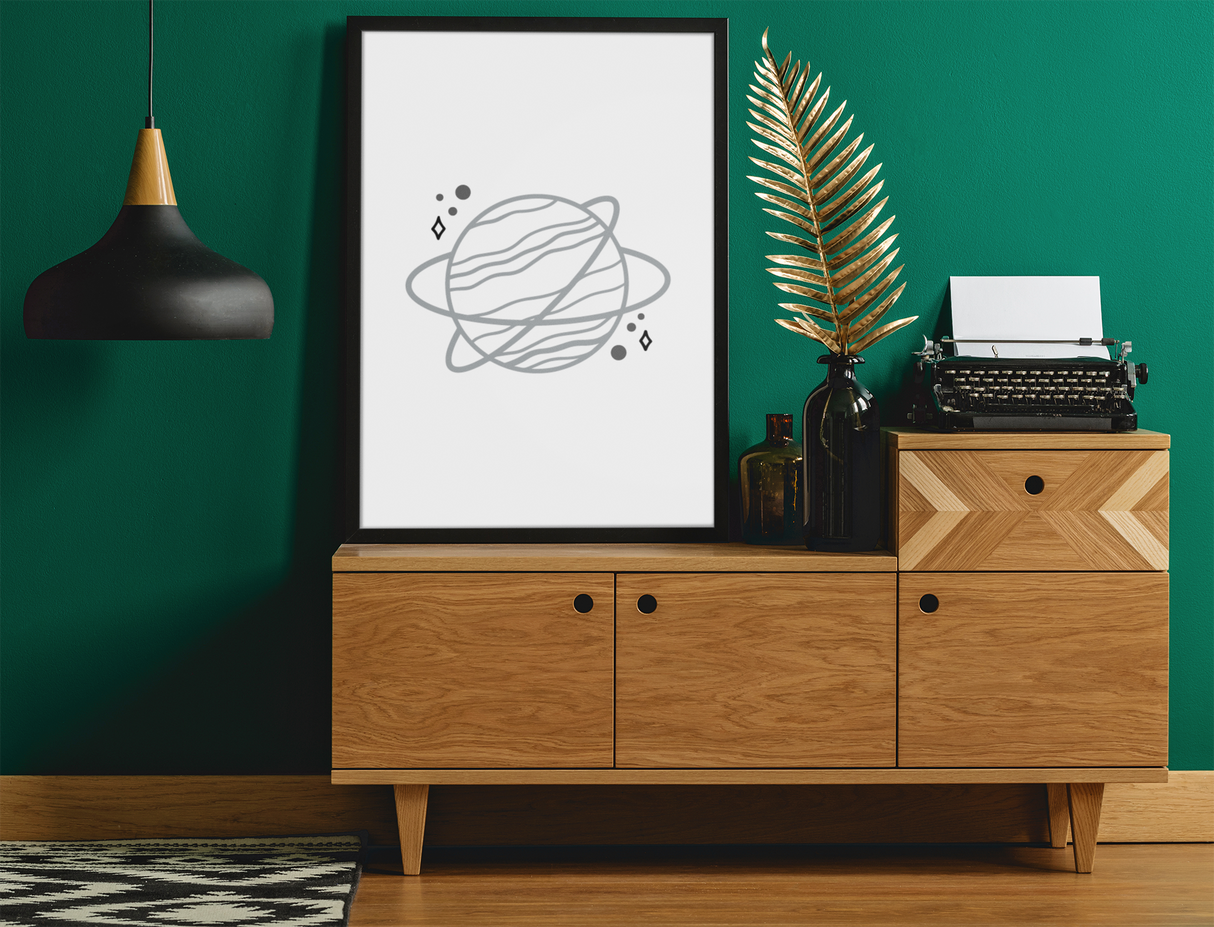 Boho Planet With Rings 2022 Boho Hippie Simple Home Wall Decor Print by WinsterCreations™ Official Store