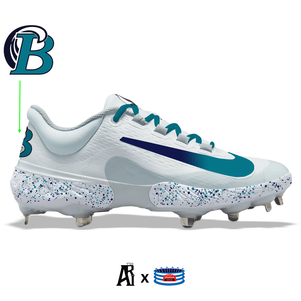 "Brewster" Nike Alpha Huarache Elite 4 Low Cleats by Stadium Custom Kicks