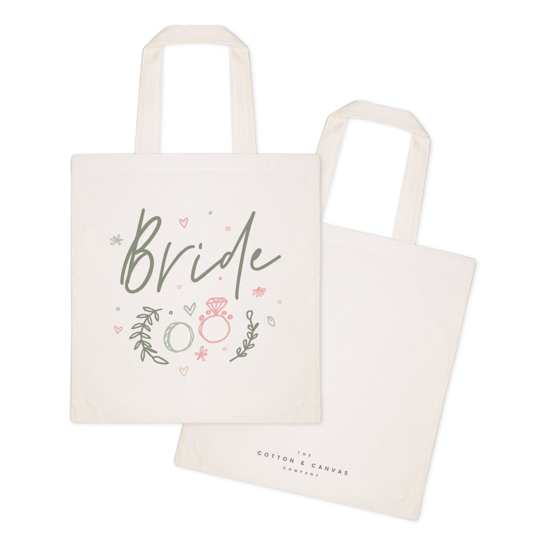 Floral Bride Wedding Cotton Canvas Tote Bag by The Cotton & Canvas Co.