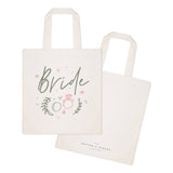 Floral Bride Wedding Cotton Canvas Tote Bag by The Cotton & Canvas Co.