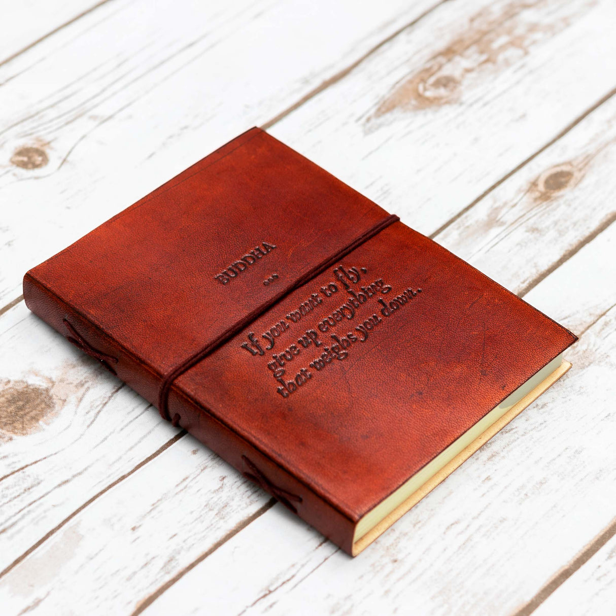 Buddha If You Want To Fly Quote Leather Journal - 8x6 Size by Soothi