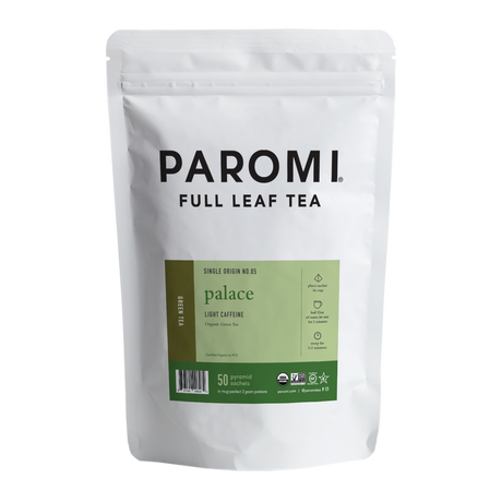 Organic Palace Green Tea, Full Leaf, in Pyramid Tea Bags by Paromi Tea