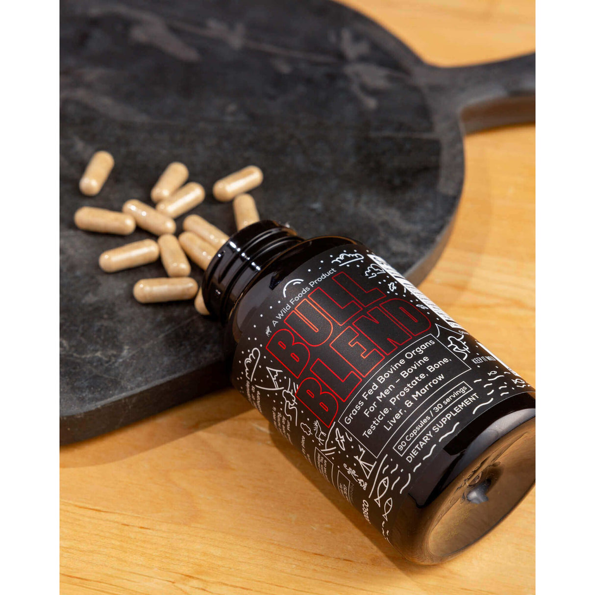 The Wild Man Stack: Bull Blend Organs Complex + Wild Man Herbal Mineral Natural Testosterone Support by Wild Foods