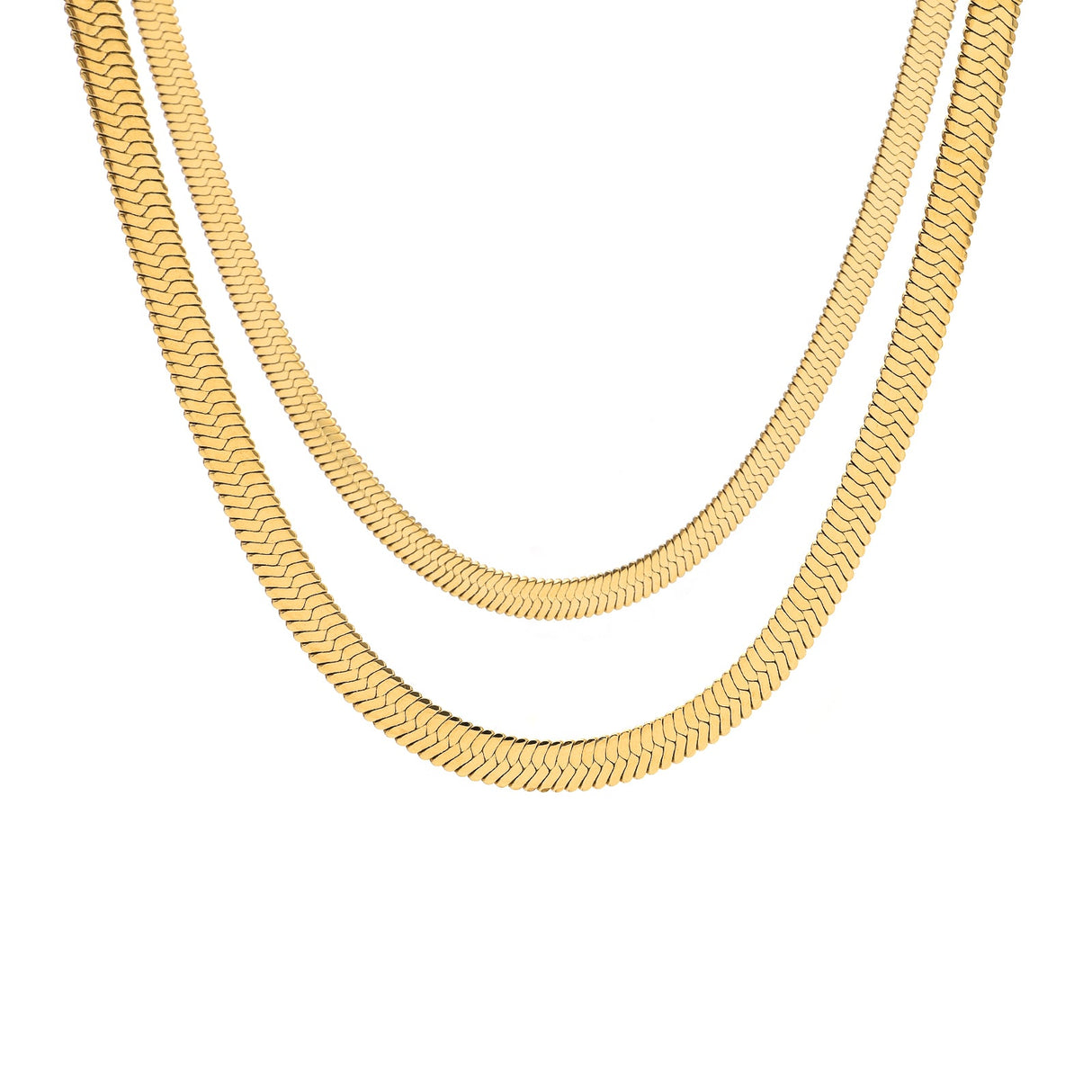 C004G B.Tiff 4mm Herringbone 18K Gold Plated Chain Necklace by B.Tiff New York