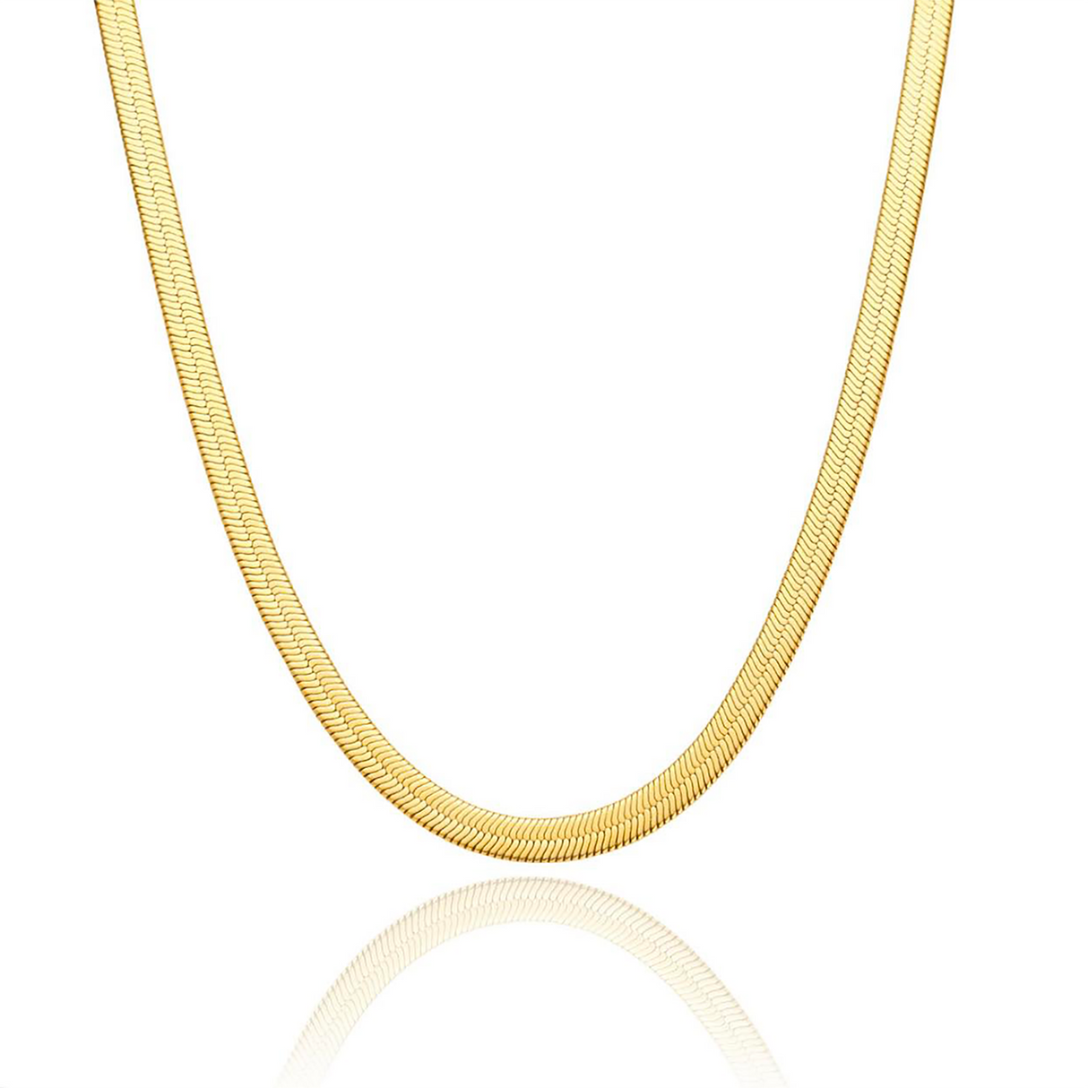 C004G B.Tiff 4mm Herringbone 18K Gold Plated Chain Necklace by B.Tiff New York