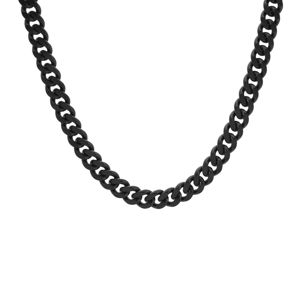 C138B B.Tiff 8mm Black Flat Cuban Link Necklace by B.Tiff New York