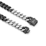 C138BW B.Tiff 8mm 2 Tone Matte Black & High Polish Stainless Steel Flat Cuban Link Necklace by B.Tiff New York