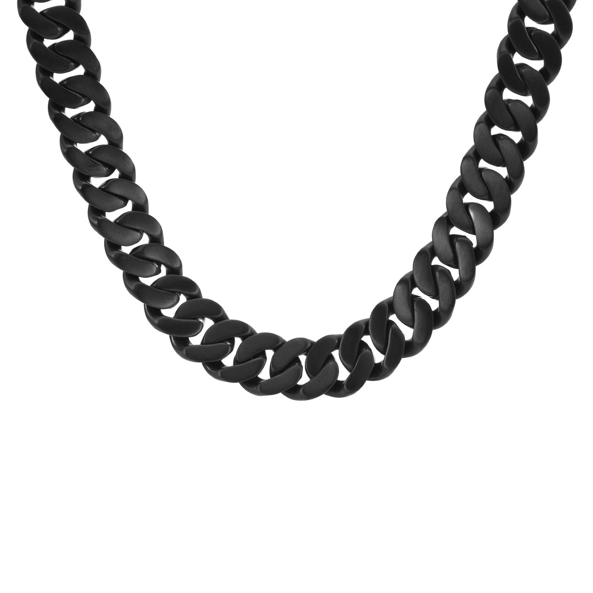 C160B B.Tiff 16mm Black Flat Cuban Link Necklace by B.Tiff New York