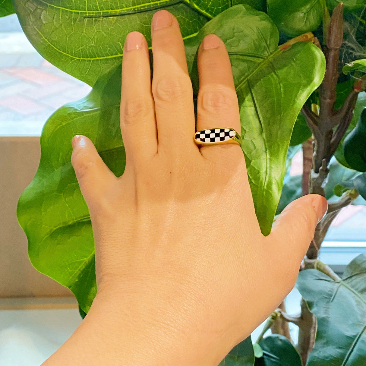 Checkered Oblong Ring by Ellisonyoung.com