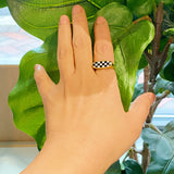 Checkered Oblong Ring by Ellisonyoung.com