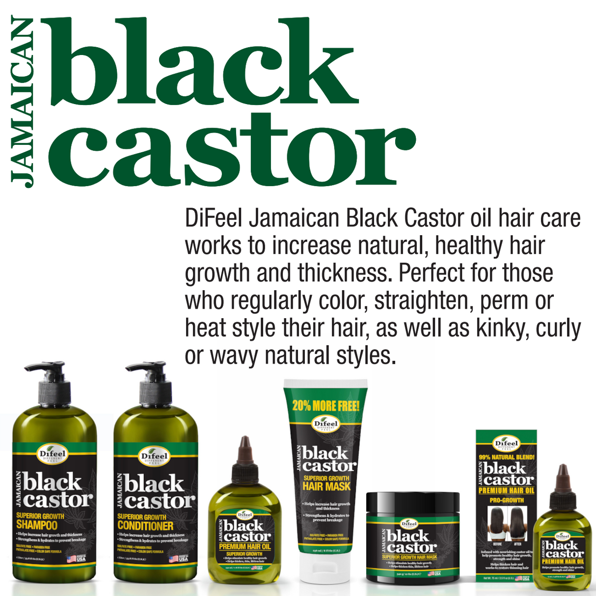 Difeel Jamaican Black Castor Leave-in Conditioning Spray 8 oz. - Large Bottle by difeel - find your natural beauty