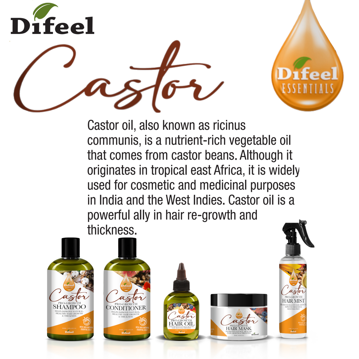 Difeel Essentials Castor Pro-Growth - Conditioner 12 oz. by difeel - find your natural beauty