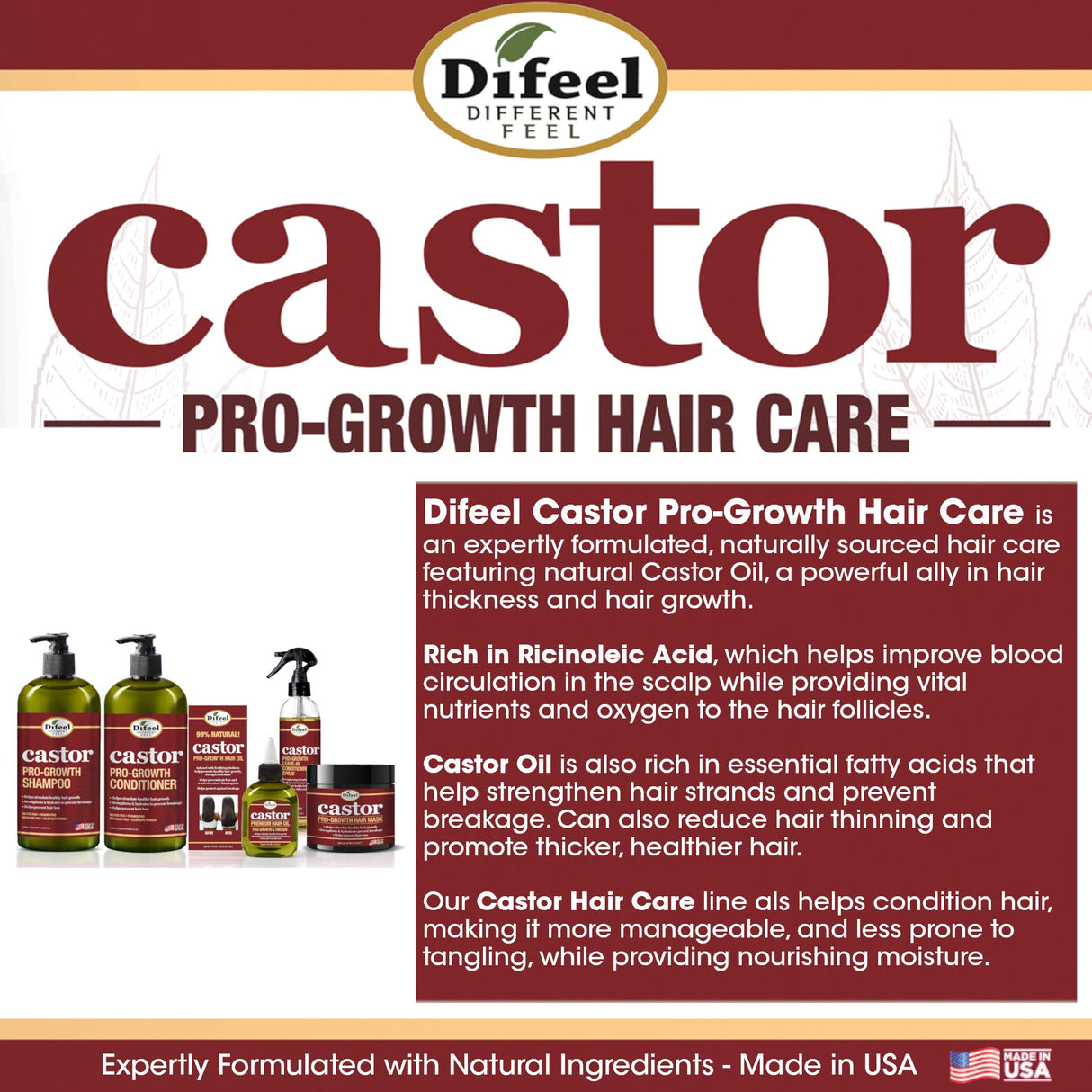 Difeel Castor Pro-Growth Conditioning Spray 8 oz. - Large Bottle by difeel - find your natural beauty