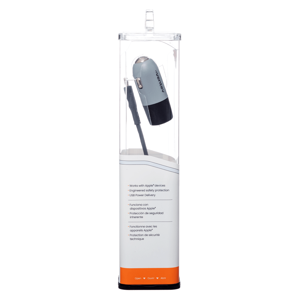 Ventev 20W USB C PD Car Charger and C to Apple Lightning Cable Gray by Ventev